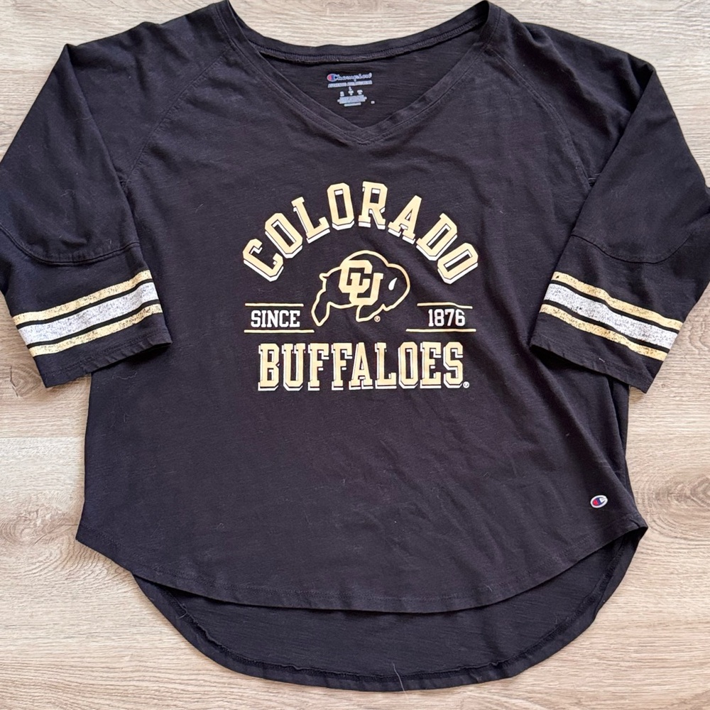Women’s Champion Black Colorado Buffaloes 3/4 Sleeve Crop Shirt